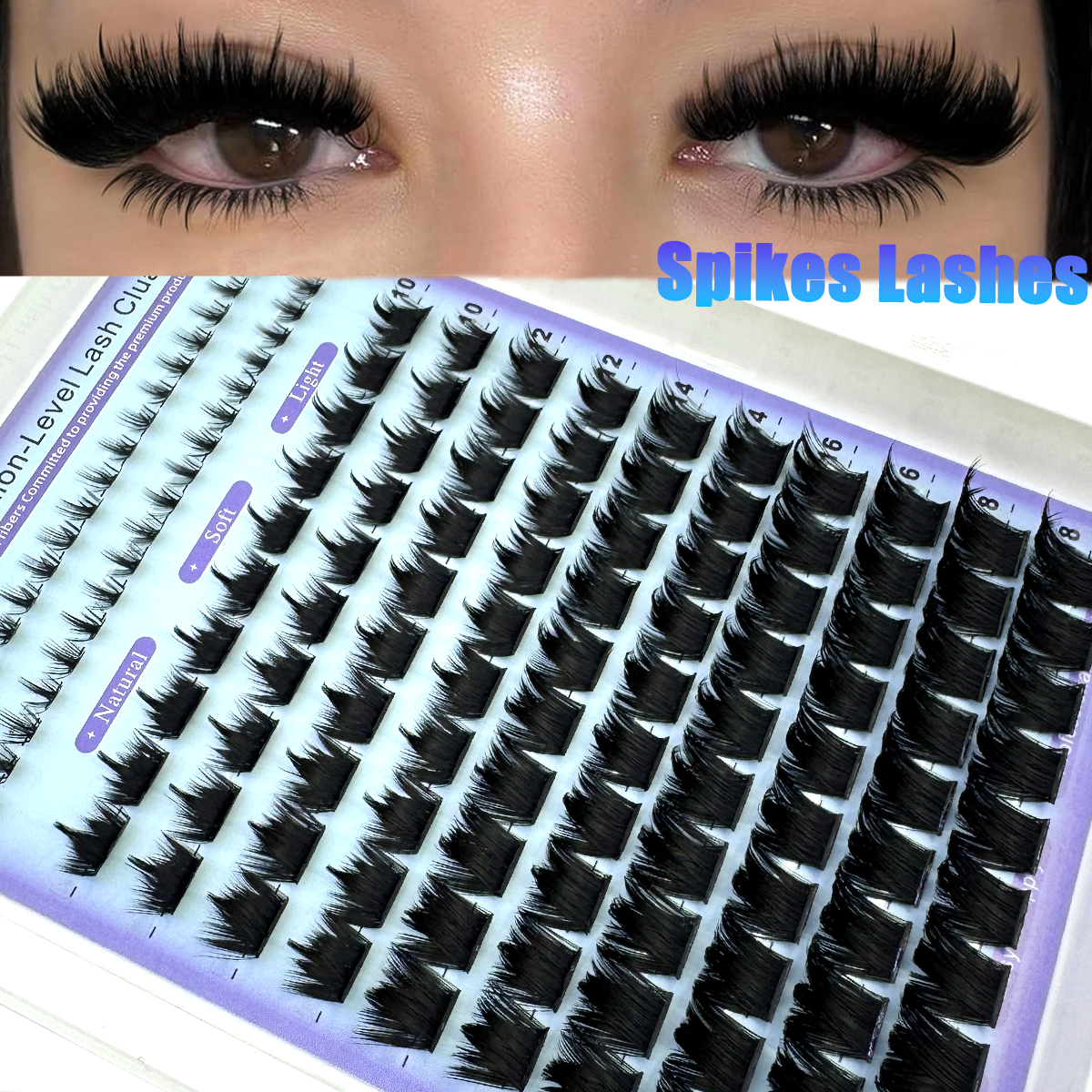 Eyelash Extension Model - Wispy Lash Clusters with Spikes Salon-Like