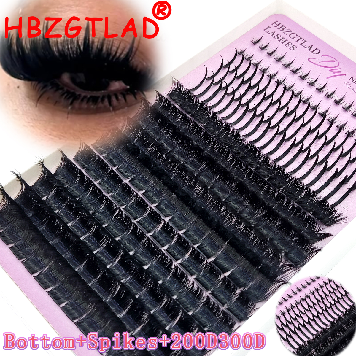 Eyelash Extension Model - 300D-60D Bottom&Spiky Lashes Clusters Volume Individual