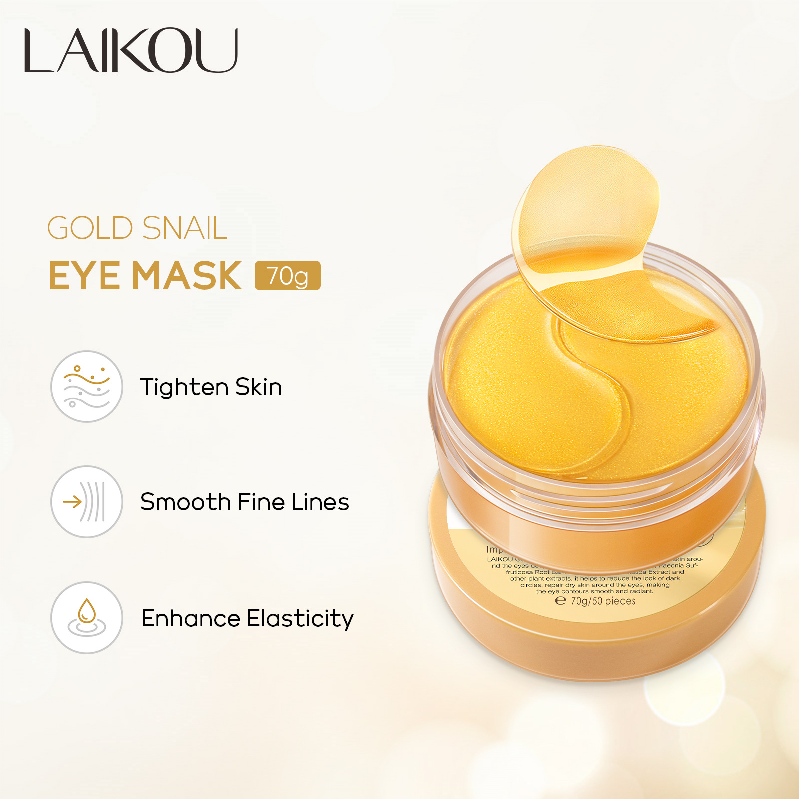 LAIKOU 50pcs Golden Snail Coll - Eye Pad Collagen recensione e prezzo